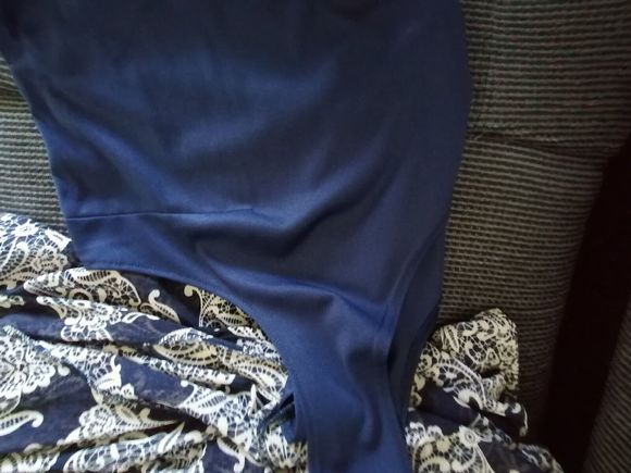 Womens Blouse Size 28 Navy And White Double Layer dress up or down - Picture 13 of 15